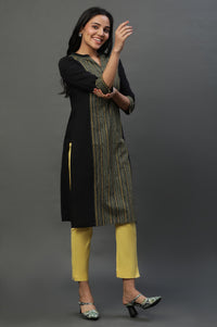 Black Printed Kurta, Trouser and Dupatta Set