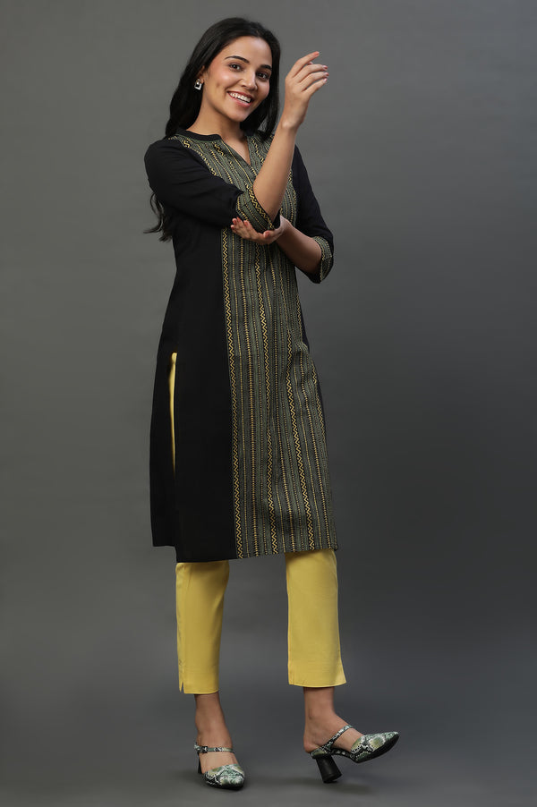 Black Printed Kurta, Trouser and Dupatta Set
