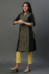 Black Printed Kurta, Trouser and Dupatta Set