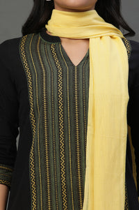 Black Printed Kurta, Trouser and Dupatta Set