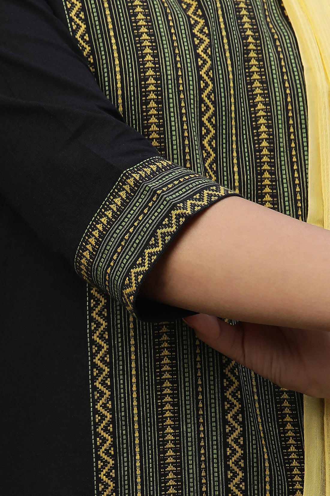 Black Printed Kurta, Trouser and Dupatta Set