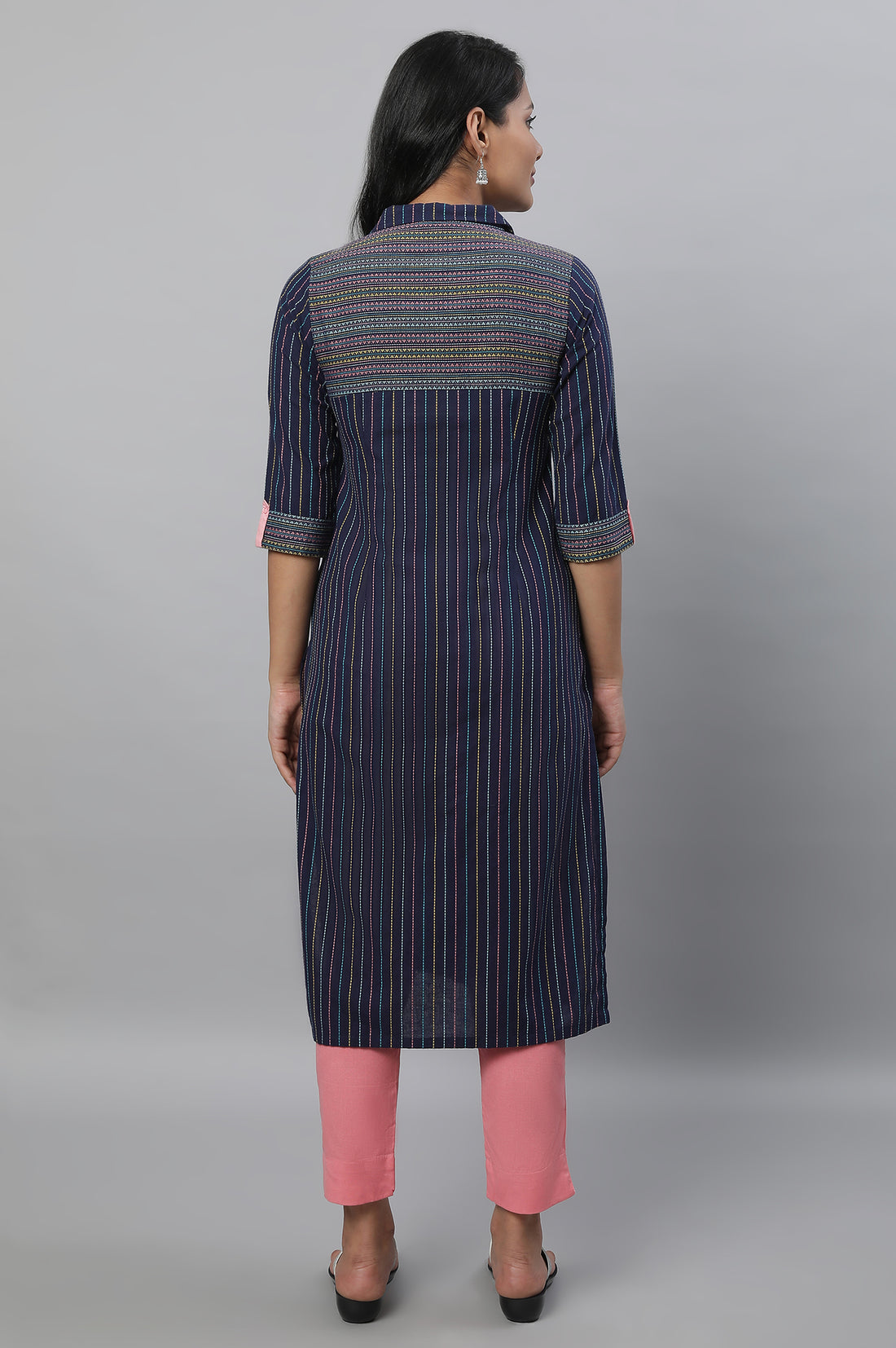 Navy Blue Printed kurta &amp; Trousers Set