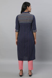 Navy Blue Printed kurta &amp; Trousers Set