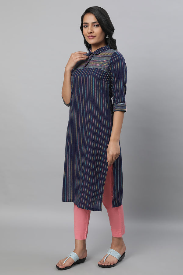 Navy Blue Printed kurta & Trousers Set