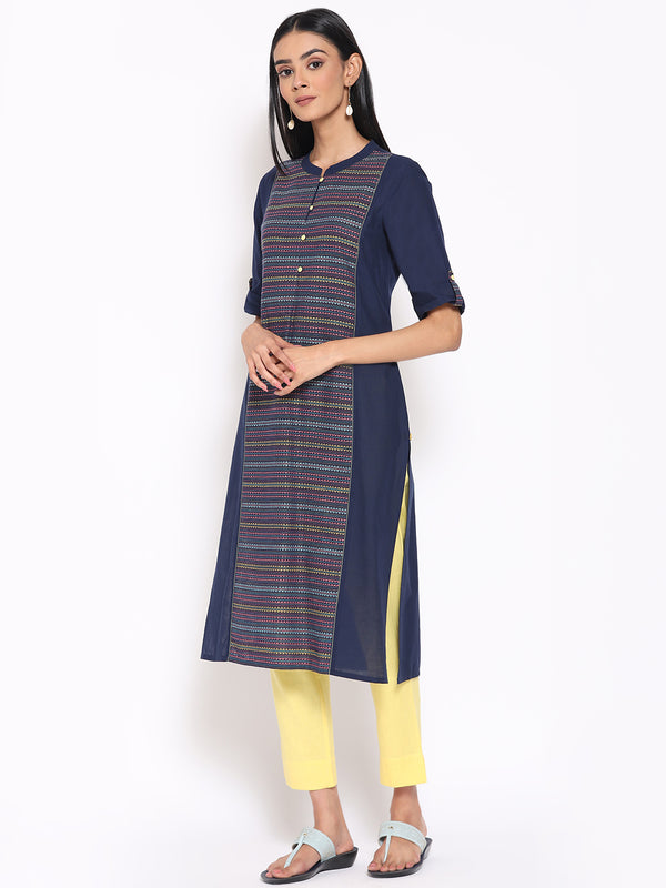 Navy Blue Cotton kurta & Trousers Set