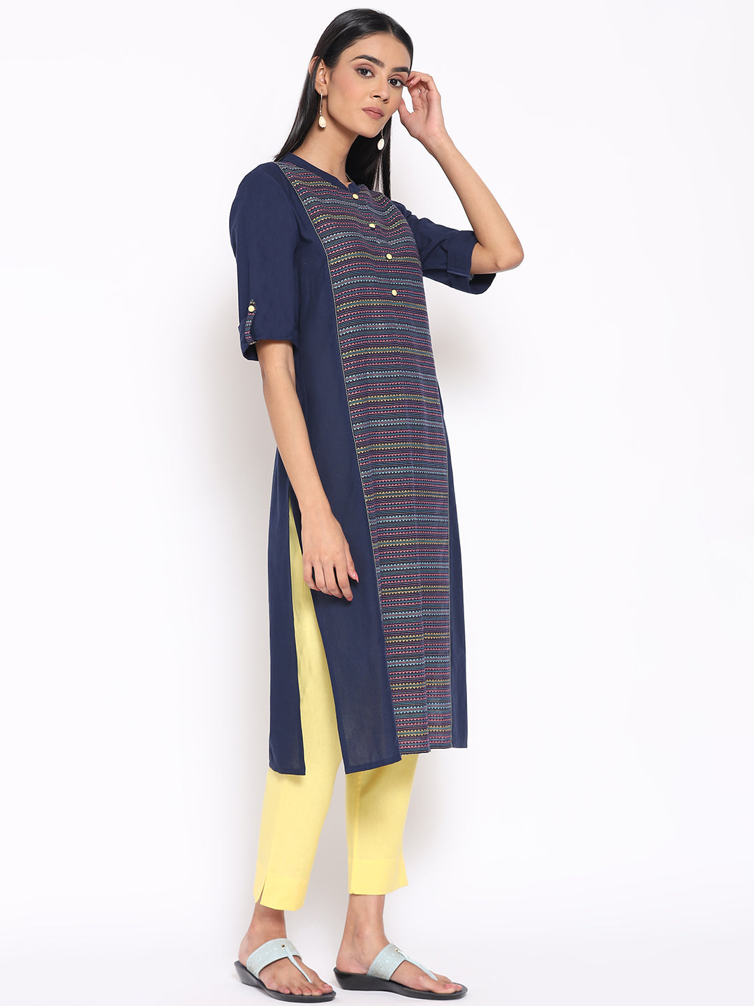 Navy Blue Cotton kurta &amp; Trousers Set