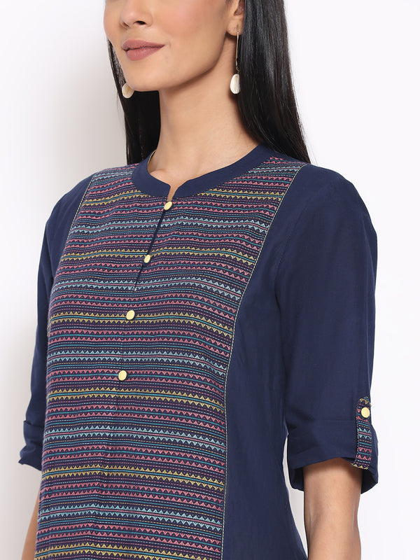 Navy Blue Cotton kurta & Trousers Set