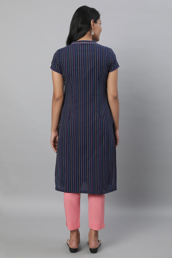 Navy Blue Printed kurta & Trousers Set