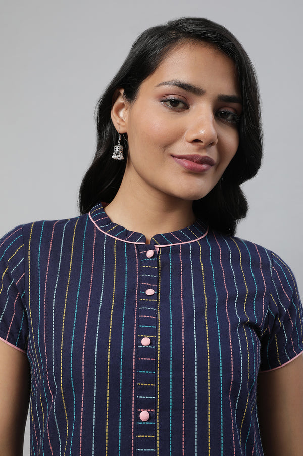 Navy Blue Printed kurta & Trousers Set