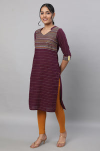 Purple Printed kurta &amp; Tights Set