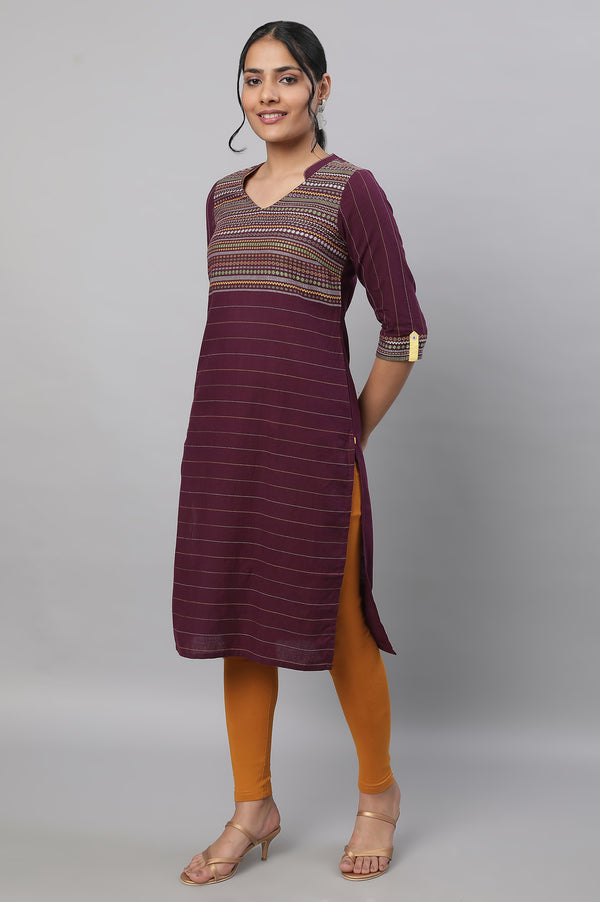 Purple Printed kurta & Tights Set