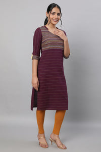 Purple Printed kurta &amp; Tights Set