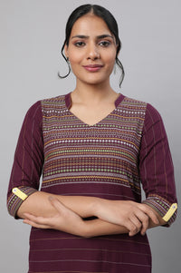 Purple Printed kurta &amp; Tights Set