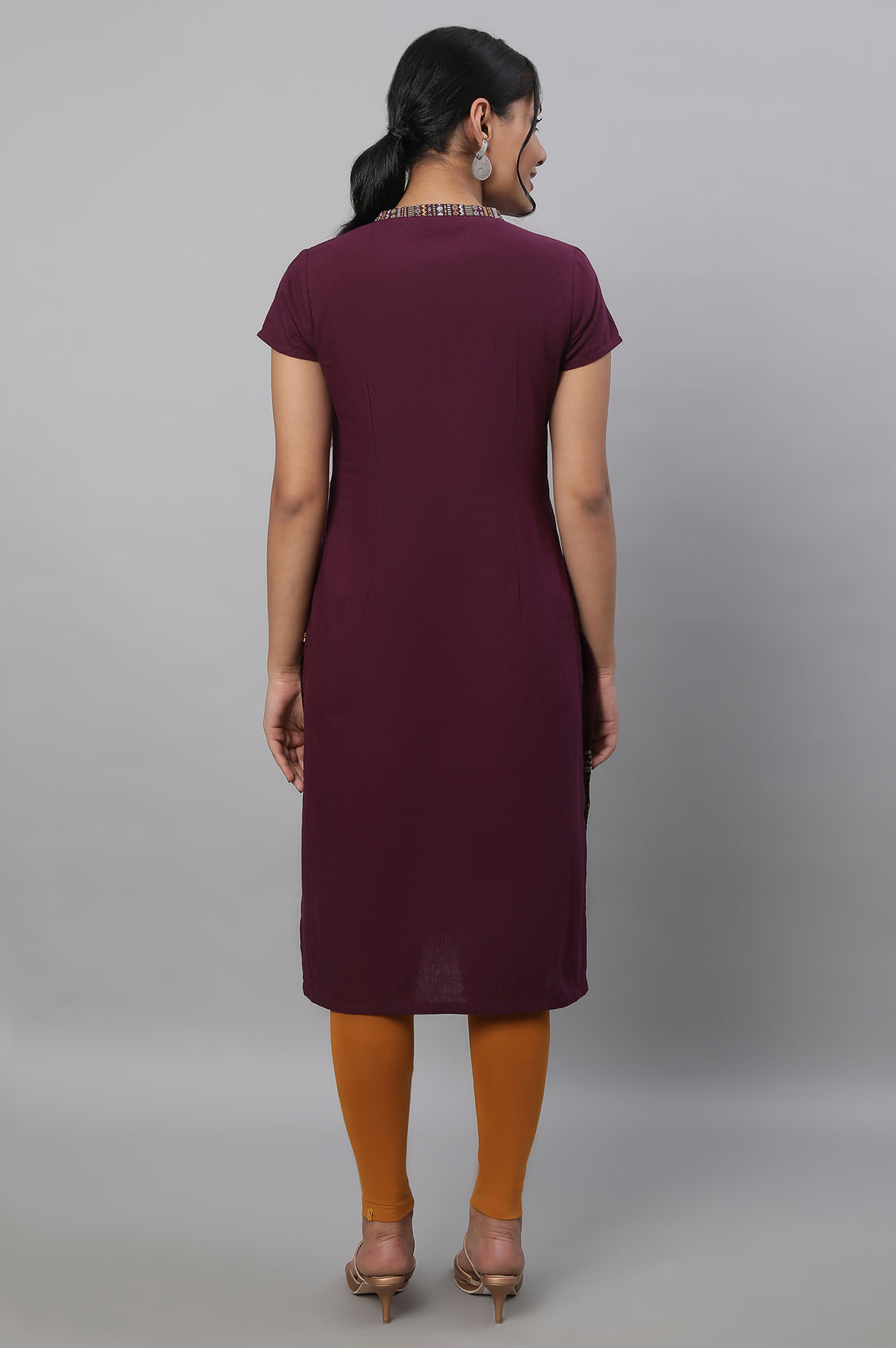 Purple Printed kurta &amp; Tights Set