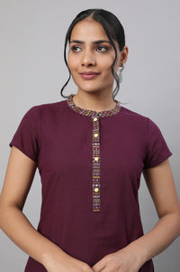 Purple Printed kurta &amp; Tights Set