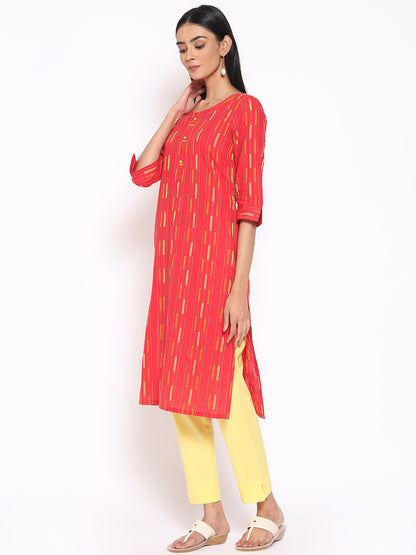 Red Cotton kurta &amp; Trousers Set