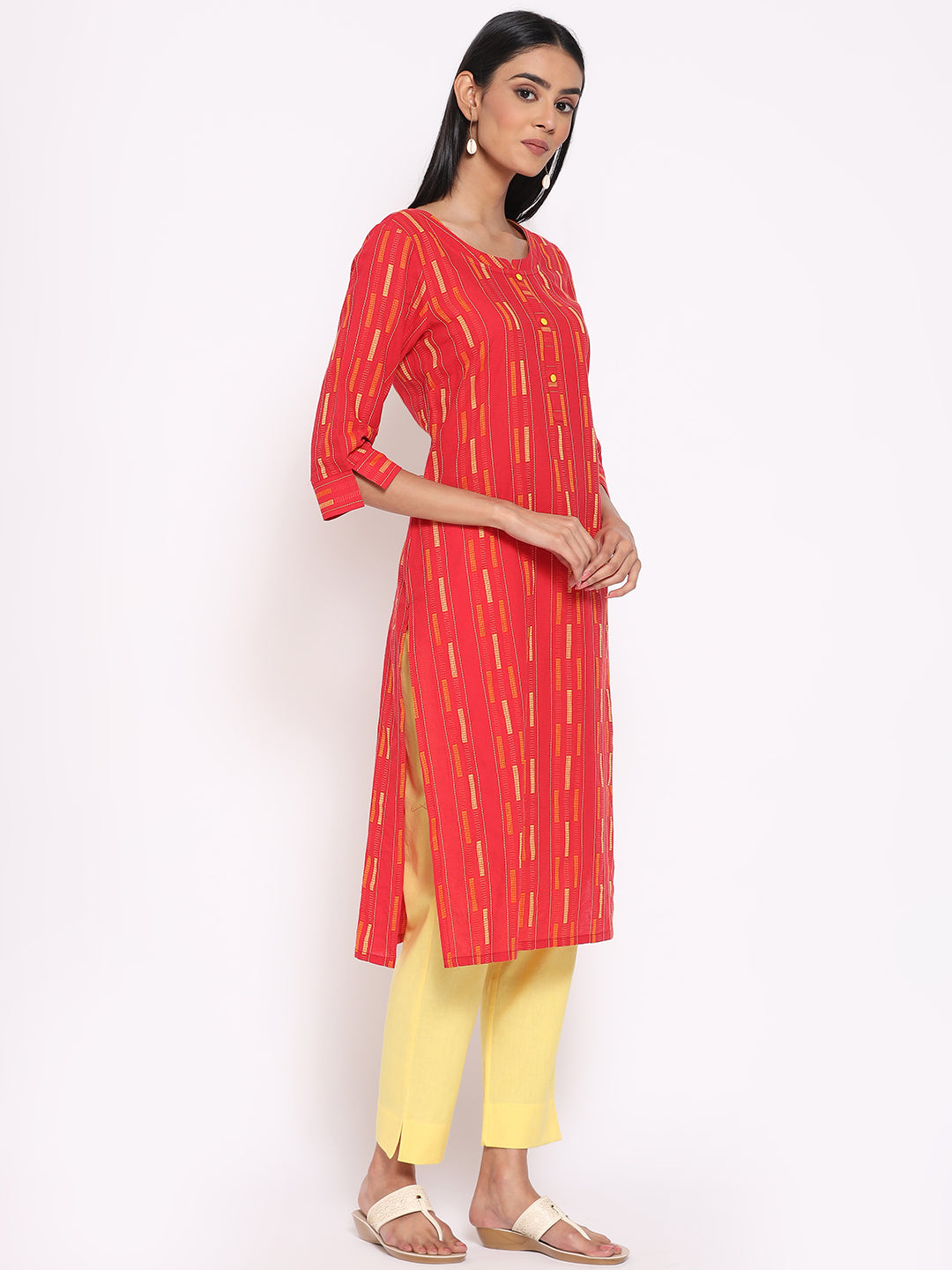 Red Cotton kurta &amp; Trousers Set