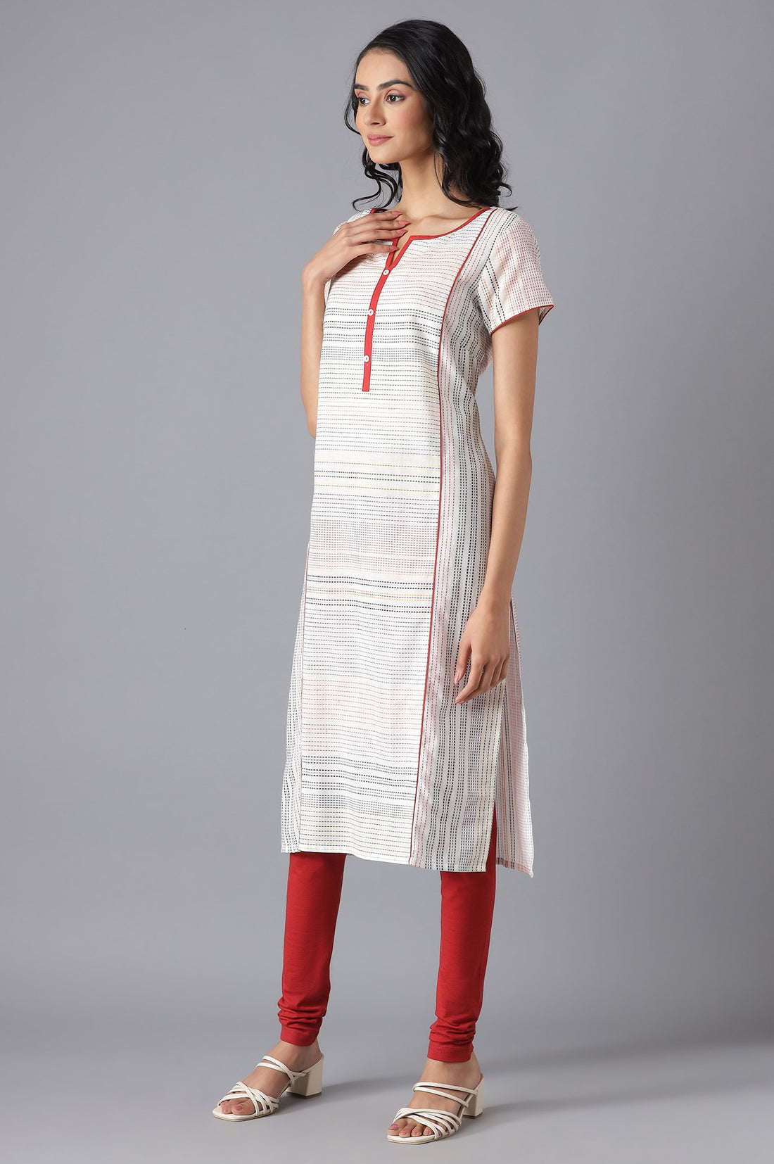 White Casual kurta &amp; Tights Set