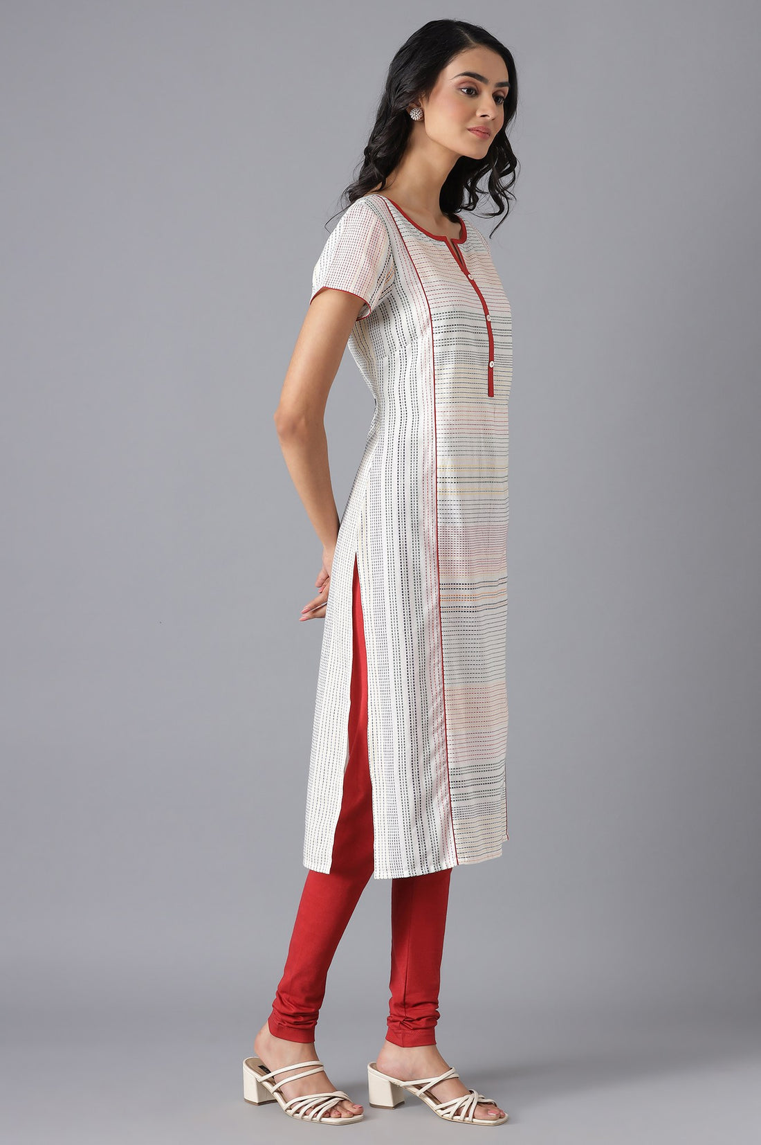 White Casual kurta &amp; Tights Set