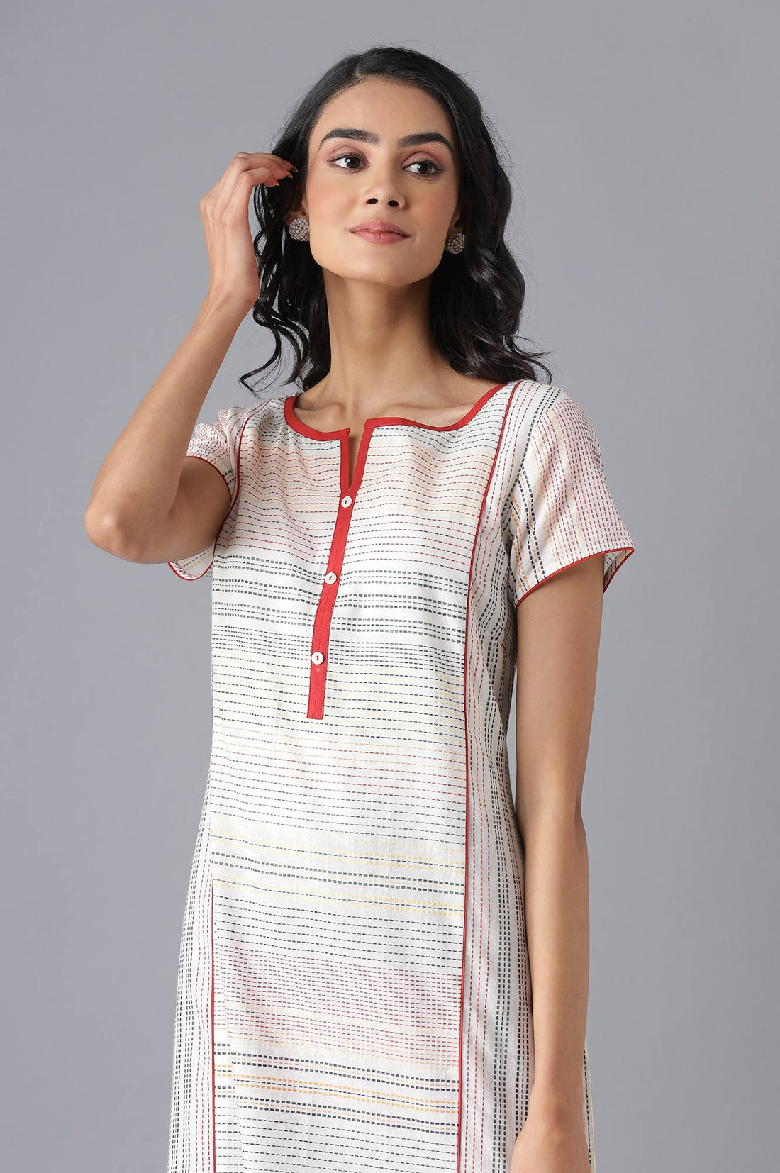 White Casual kurta &amp; Tights Set
