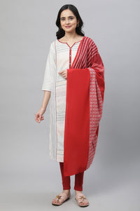White Printed Kurta, Tights &amp; Dup
