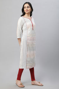 White Printed Kurta, Tights &amp; Dup