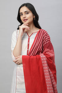 White Printed Kurta, Tights &amp; Dup