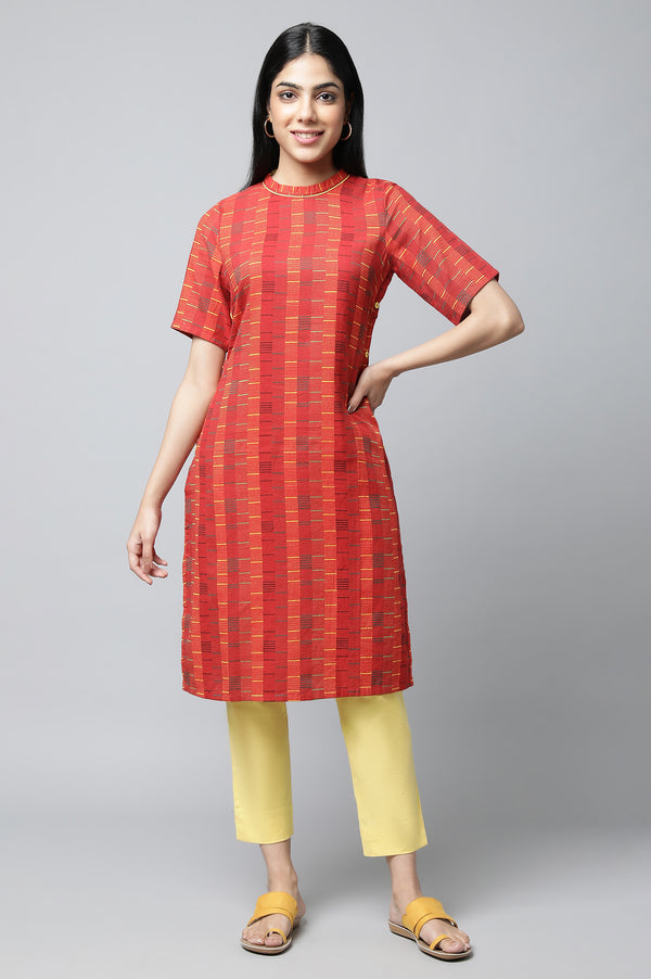 Red Cotton kurta & Trousers Set