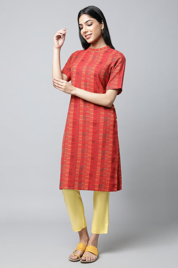 Red Cotton kurta & Trousers Set