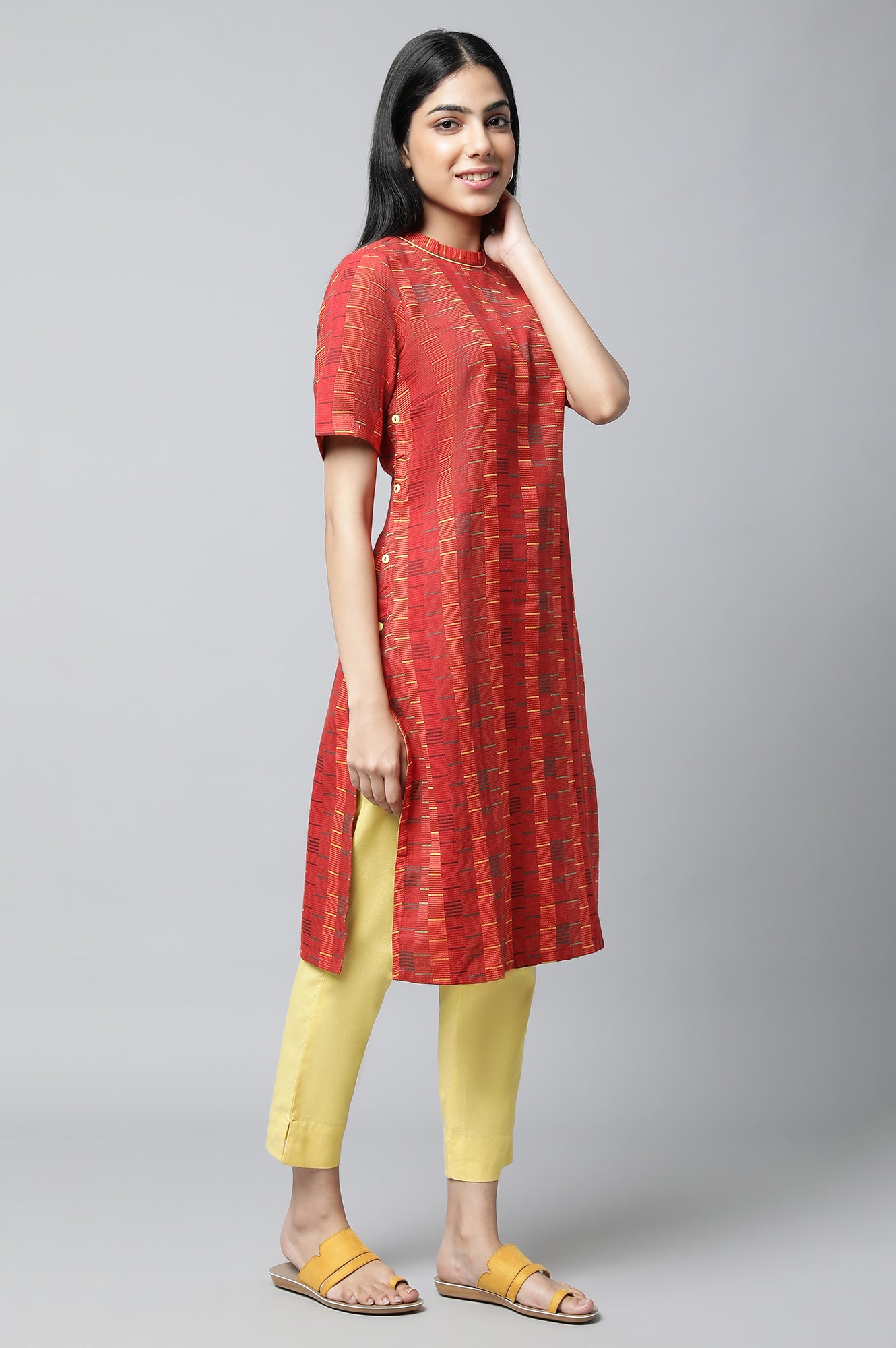 Red Cotton kurta &amp; Trousers Set