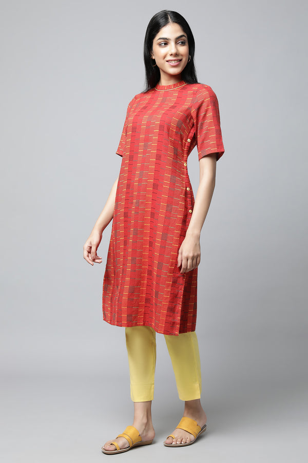 Red Cotton kurta & Trousers Set