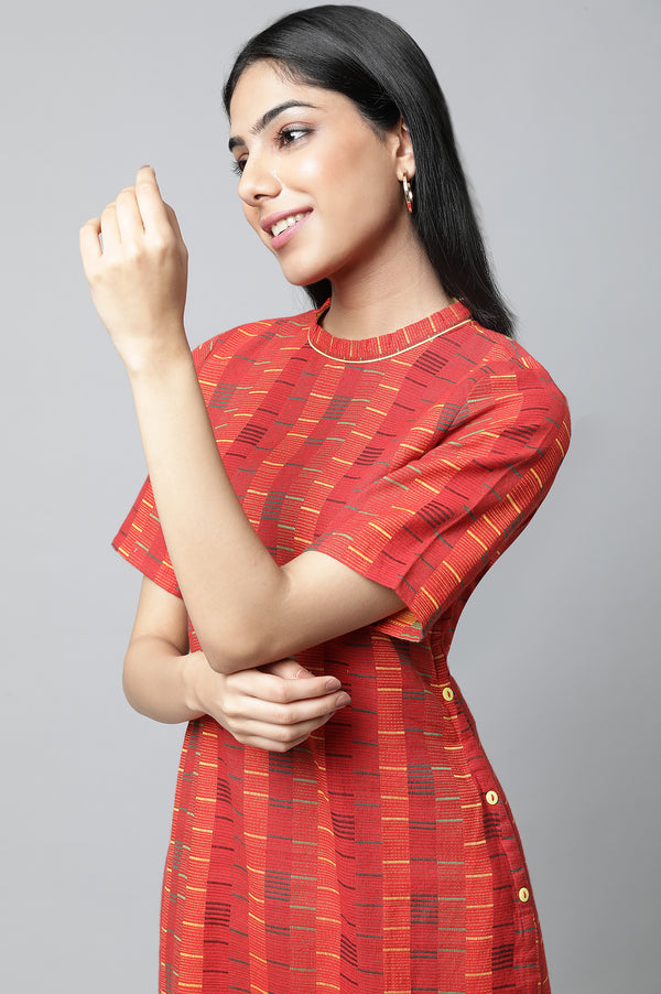 Red Cotton kurta & Trousers Set