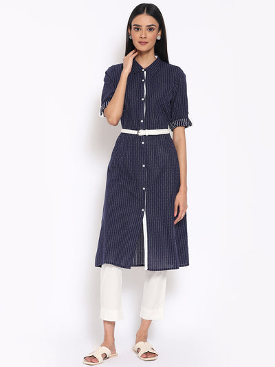 Navy Blue Printed kurta & Trousers Set