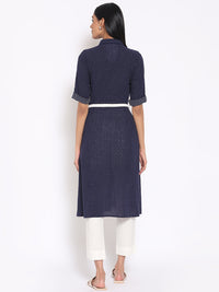 Navy Blue Printed kurta &amp; Trousers Set