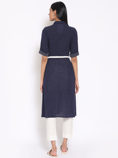 Navy Blue Printed kurta & Trousers Set