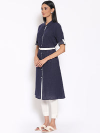 Navy Blue Printed kurta &amp; Trousers Set