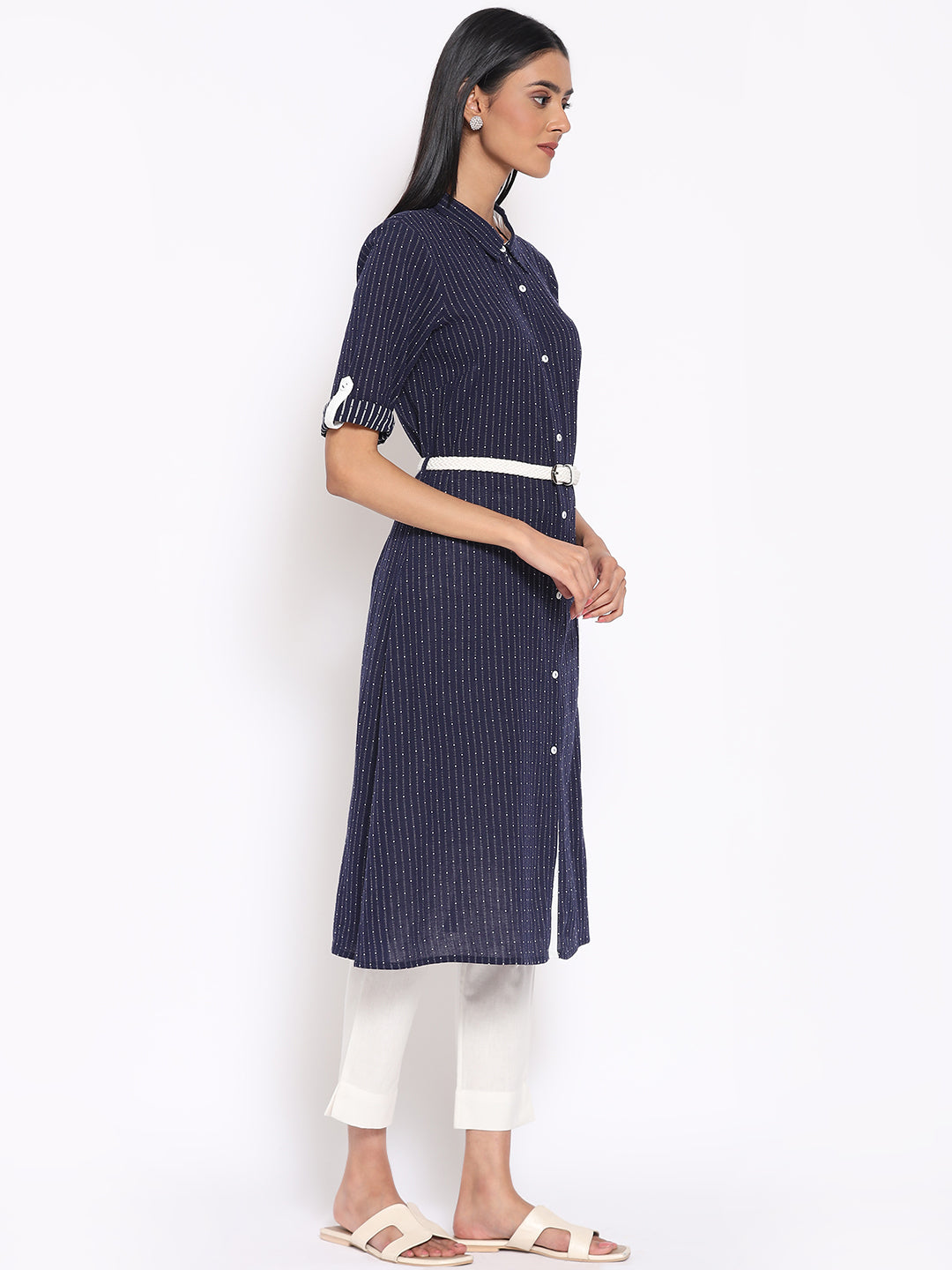 Navy Blue Printed kurta &amp; Trousers Set