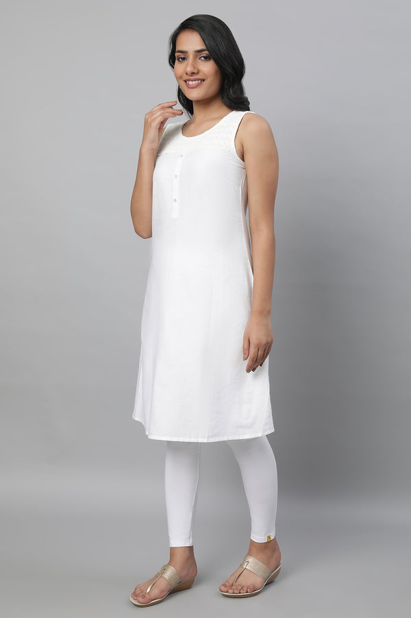 White Ethnic kurta & Tights Set