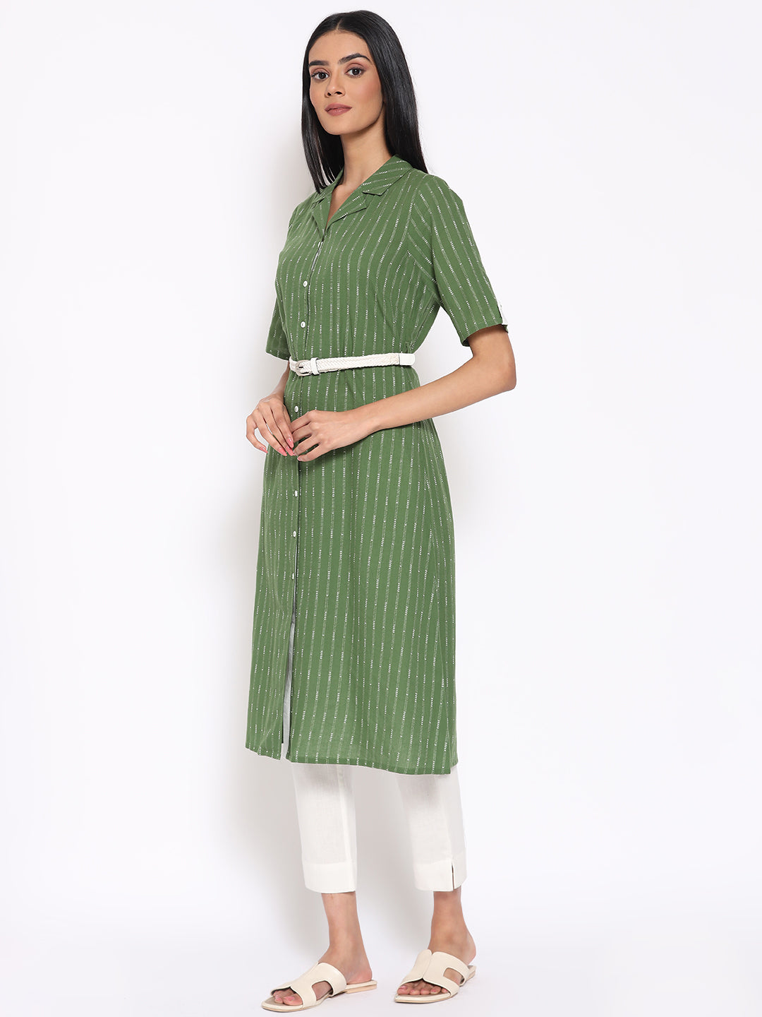 Green Printed kurta &amp; Trousers Set