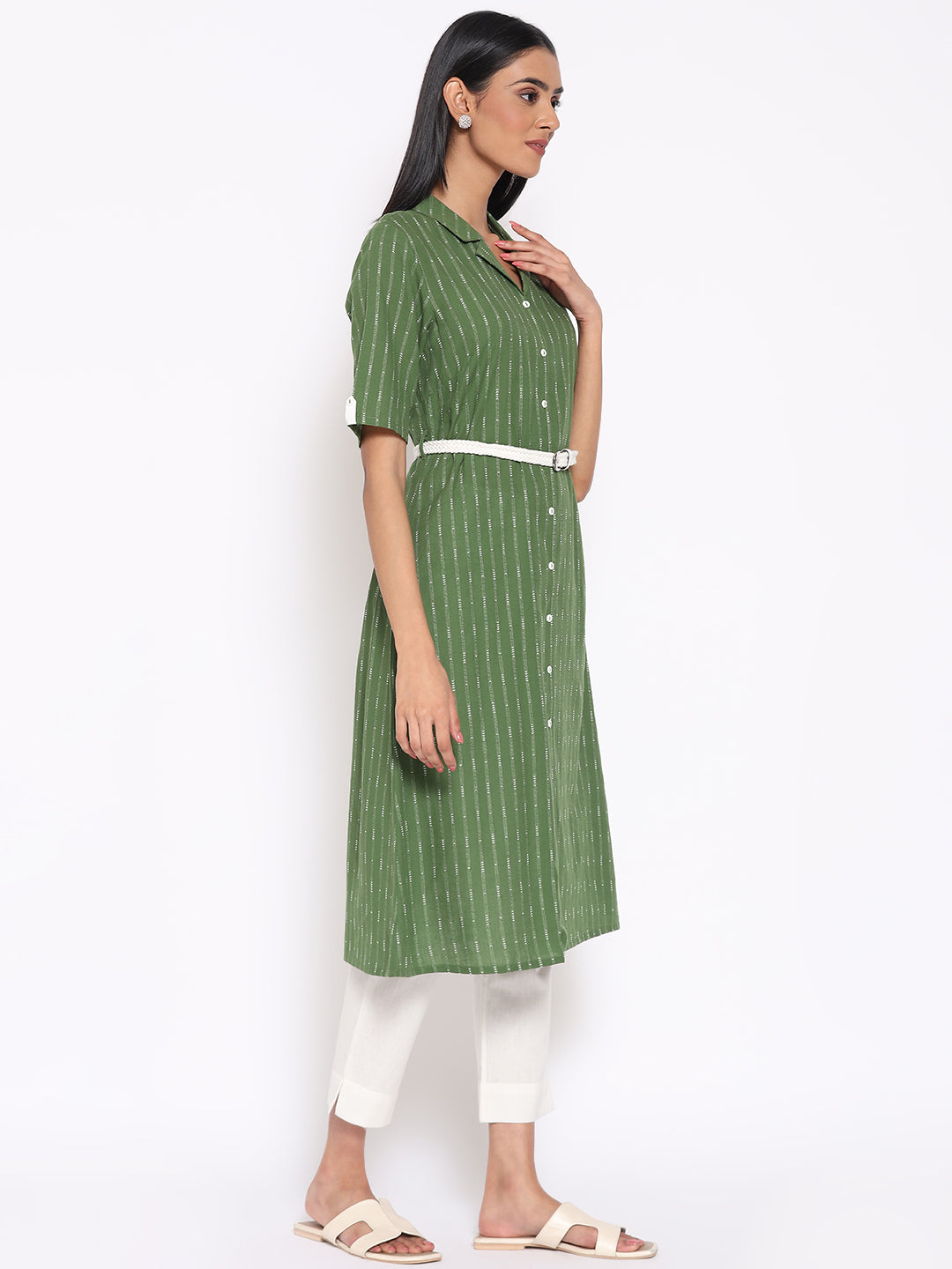 Green Printed kurta &amp; Trousers Set