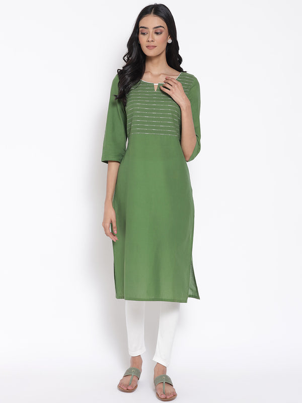 Green Casual kurta & Tights Set