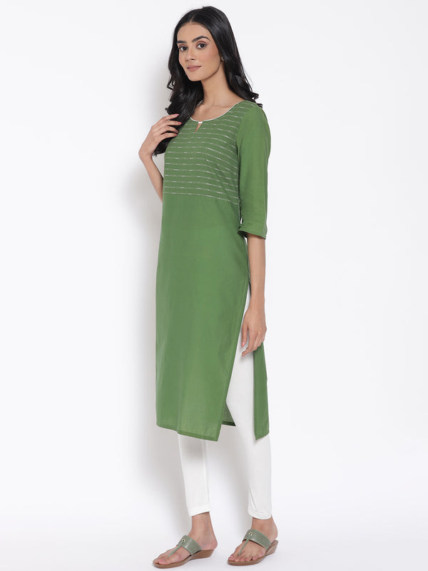 Green Casual kurta & Tights Set