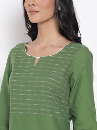 Green Casual kurta &amp; Tights Set