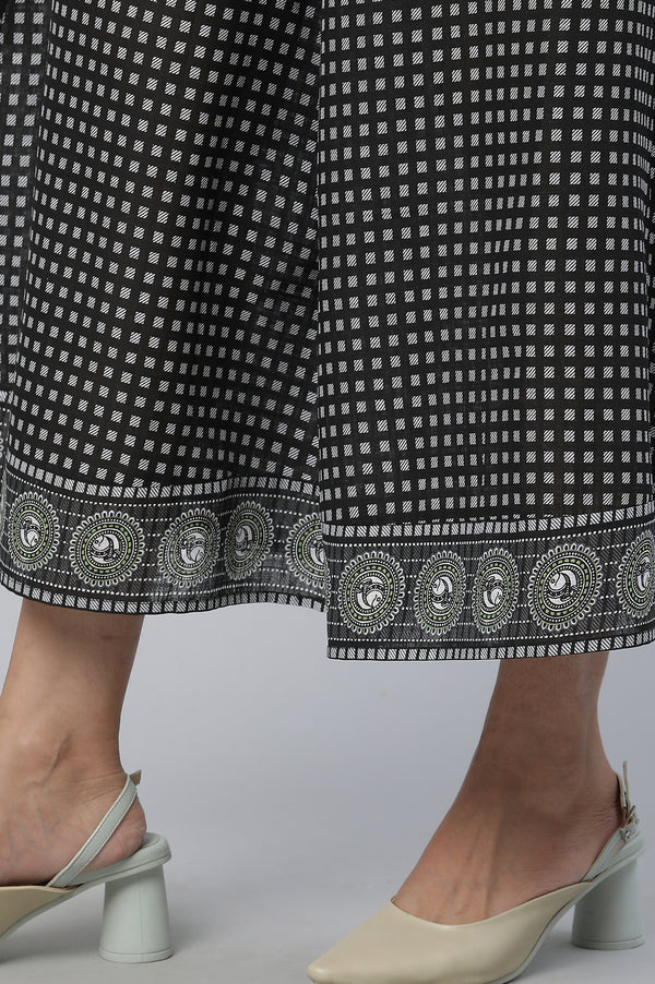 Yellow Printed Kurta, Culottes & Dupatta Set