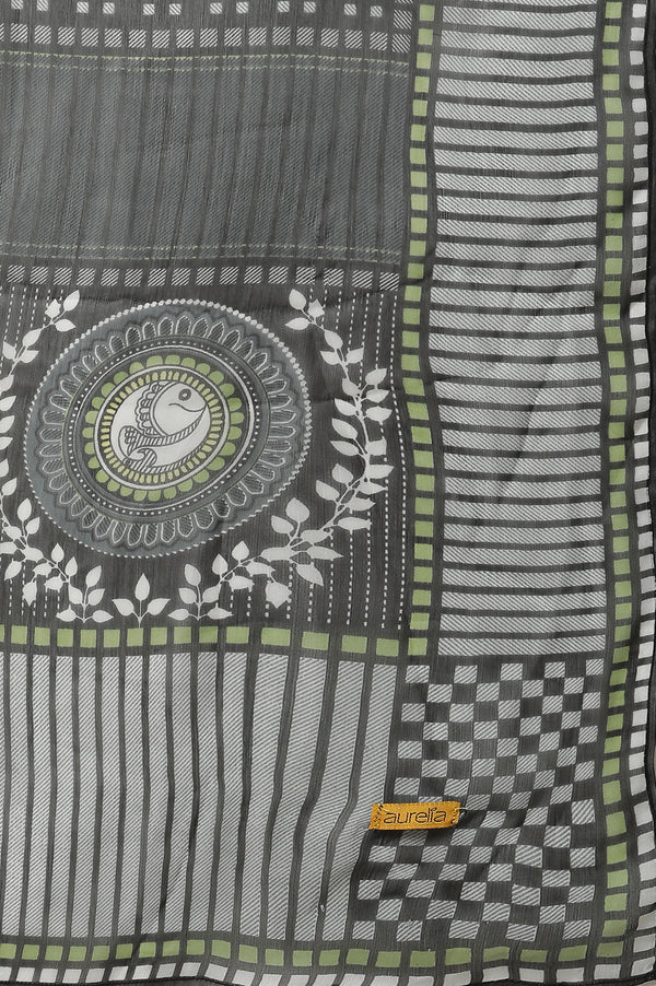 Yellow Printed Kurta, Culottes & Dupatta Set