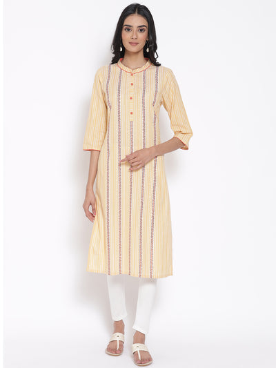 Orange Printed kurta & Tights