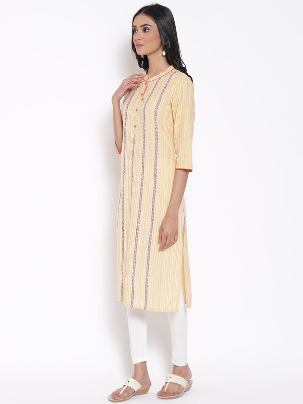Orange Printed kurta & Tights
