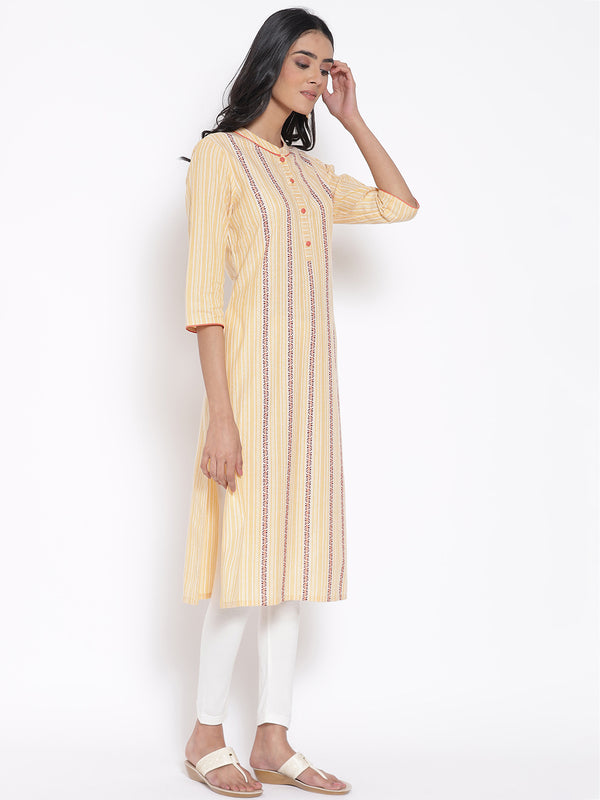 Orange Printed kurta & Tights