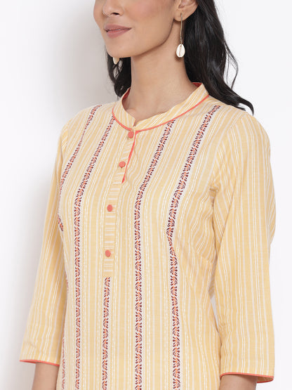 Orange Printed kurta &amp; Tights