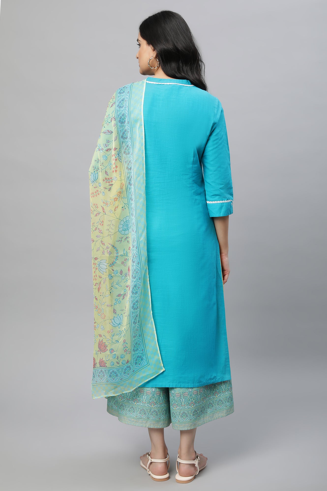 Blue Printed Kurta &amp; Culottes Set